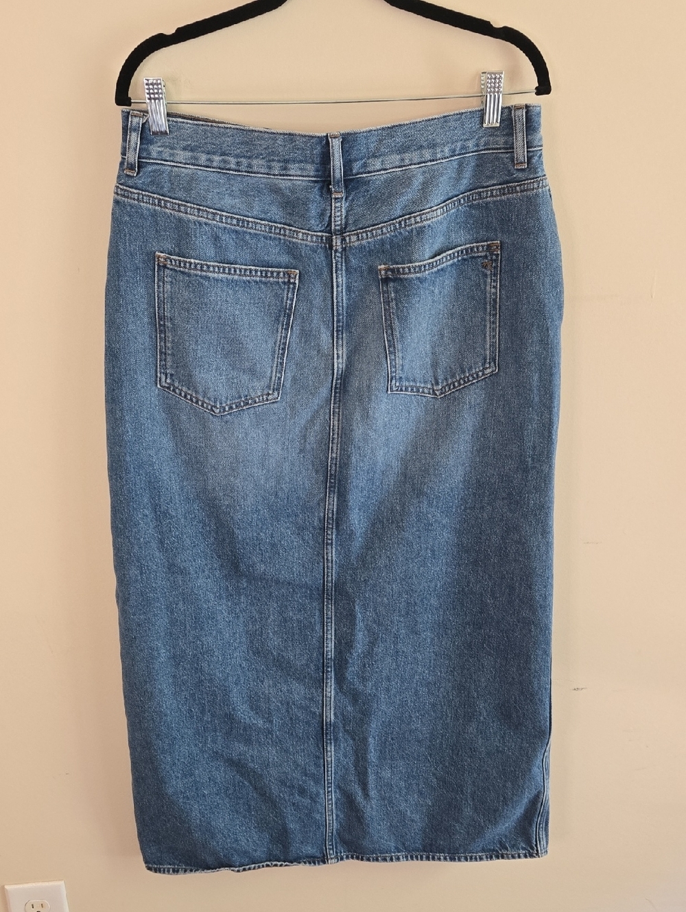 Madewell Denim Maxi Skirt Front Slit Dark Wash Western Y2K Minimalist Size 29 - Picture 5 of 8